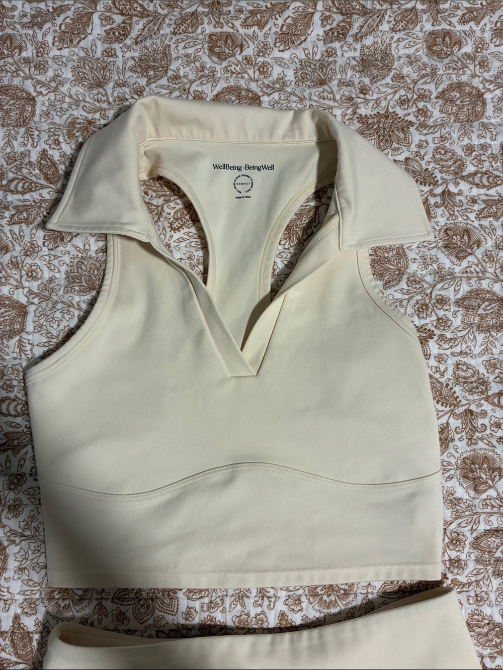 Sleeveless Polo Crop and A-Line Skirt Set in Soft Cream - Picture 5 of 5